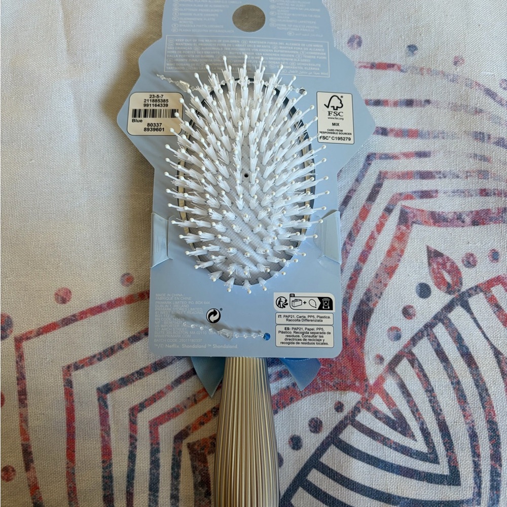 Bridgerton Gold Hair Brush with Blue Bow - Picture 3 of 3